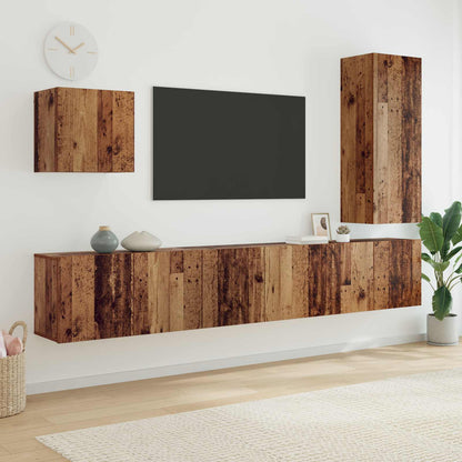 TV-Wandmöbel Wandmontiert 5 pcs Altholz Holzwerkstoff