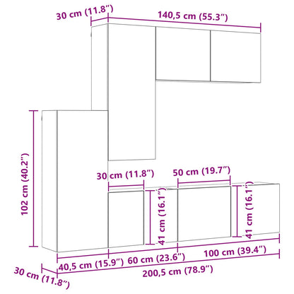TV-Wandmöbel Wandmontiert 5 pcs Altholz Holzwerkstoff
