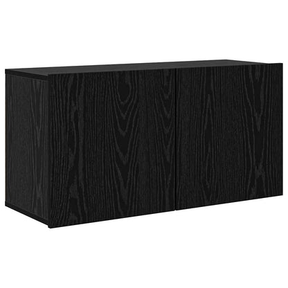TV-Wandregal-Set 5 pcs Schwarz Eichen-Optik Holzwerkstoff