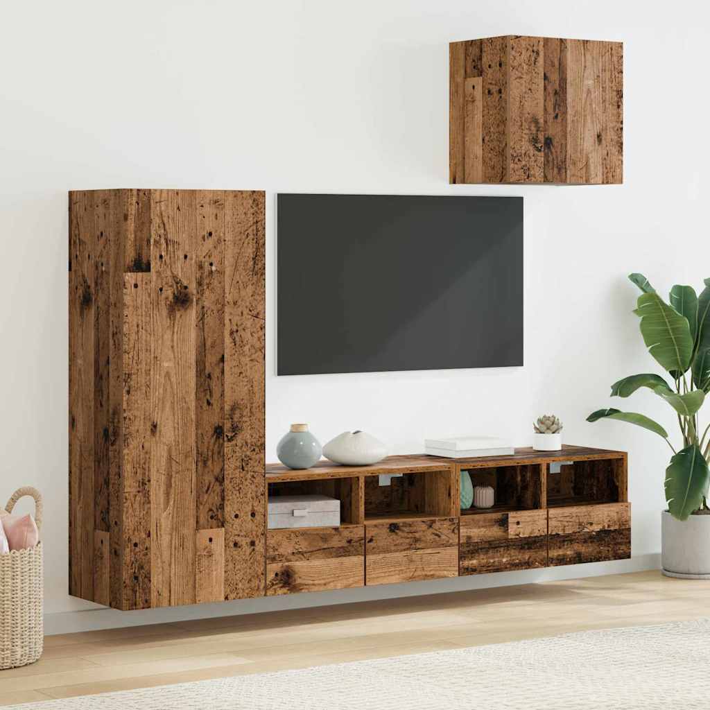 TV-Wandgeräte 4 pcs Altholz Holzwerkstoff