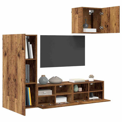 TV-Wandgeräte 4 pcs Altholz Holzwerkstoff