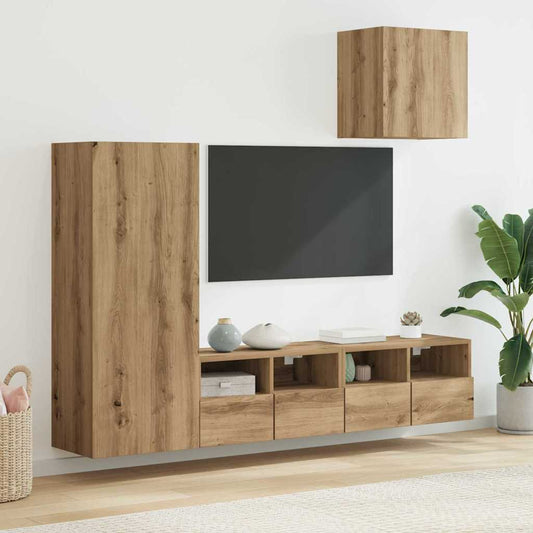 TV-Wandgeräte 4 pcs Artisan-Eiche Holzwerkstoff