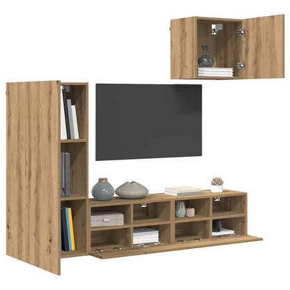 TV-Wandgeräte 4 pcs Artisan-Eiche Holzwerkstoff