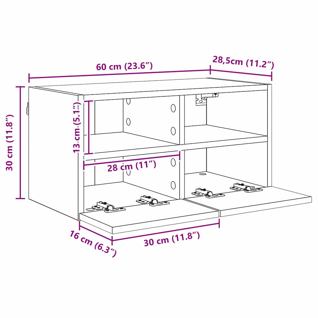 TV-Wandgeräte 4 pcs Artisan-Eiche Holzwerkstoff