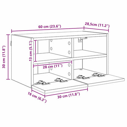 TV-Wandgeräte 4 pcs Schwarz Eichen-Optik Holzwerkstoff