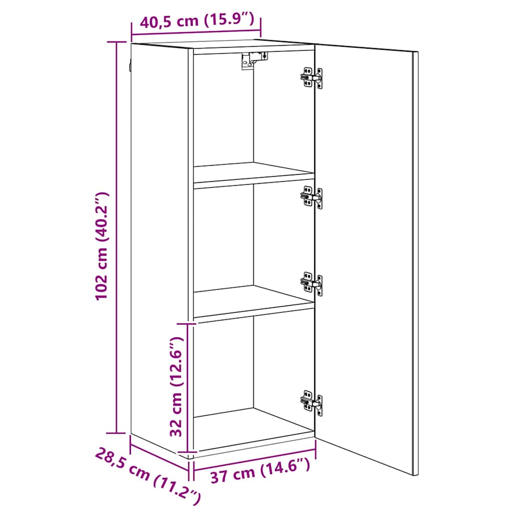 TV-Wandgeräte 4 pcs Schwarz Eichen-Optik Holzwerkstoff