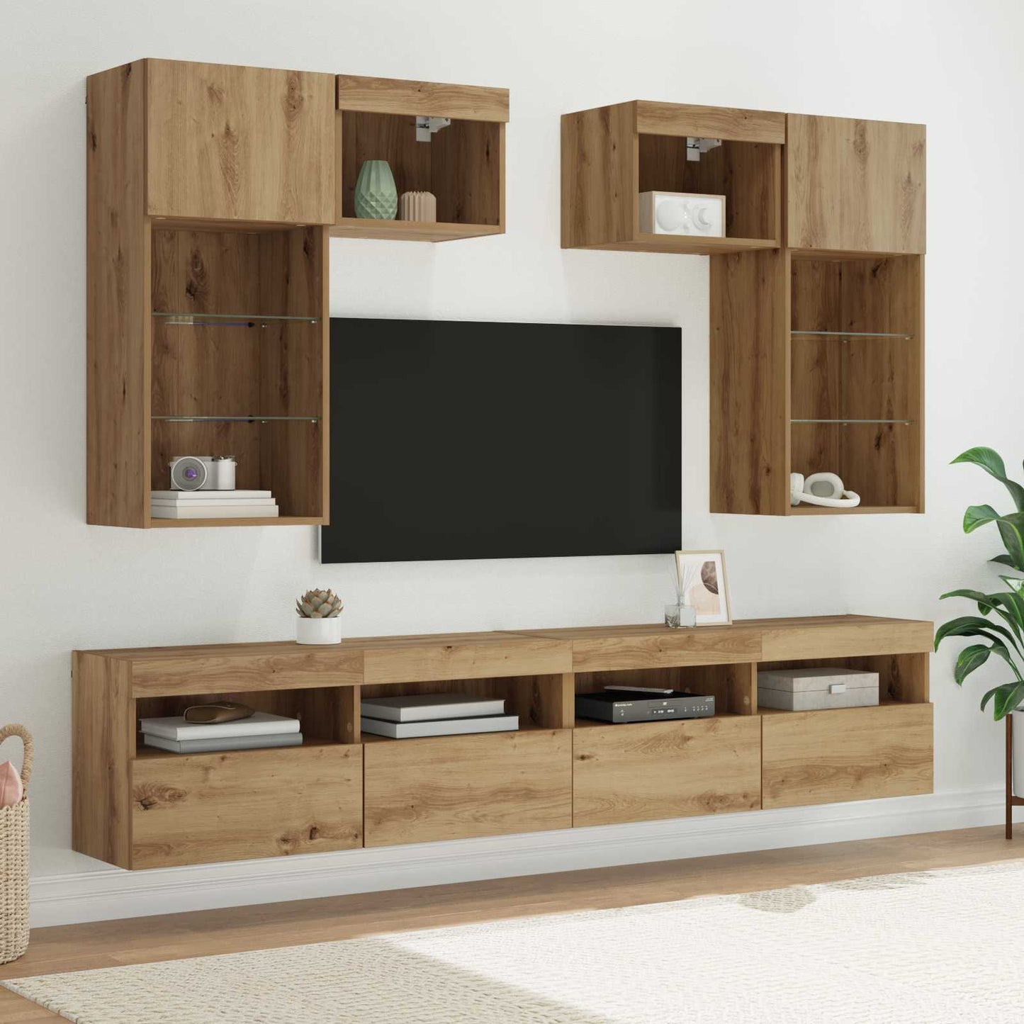 TV-Wandgeräte 6 pcs Altholz 100 x 30 x 40 cm Holzwerkstoff