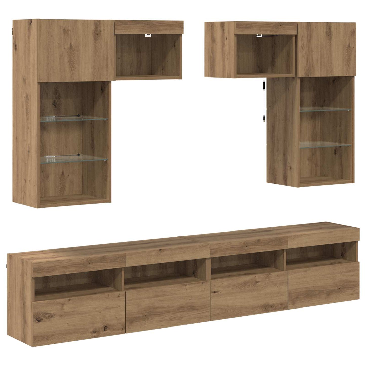 TV-Wandgeräte 6 pcs Altholz 100 x 30 x 40 cm Holzwerkstoff