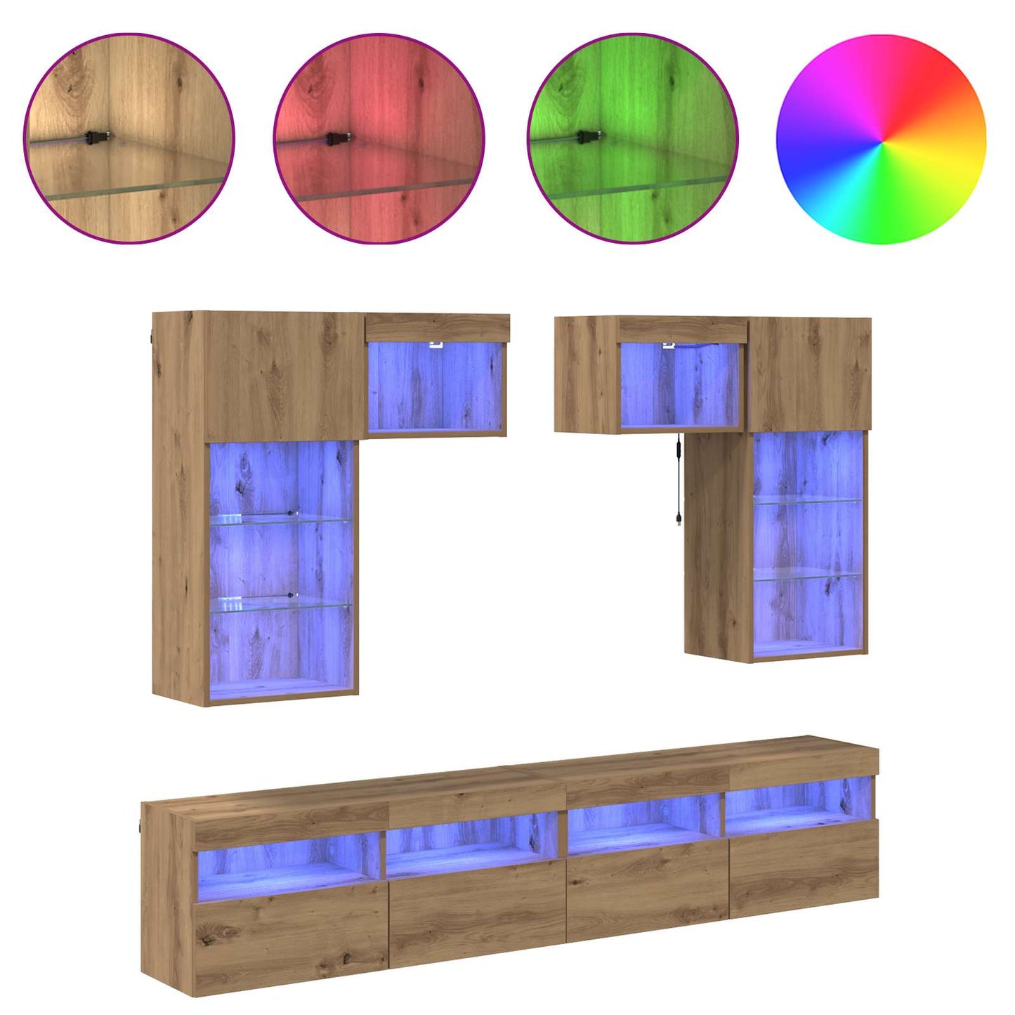 TV-Wandgeräte 6 pcs Altholz 100 x 30 x 40 cm Holzwerkstoff