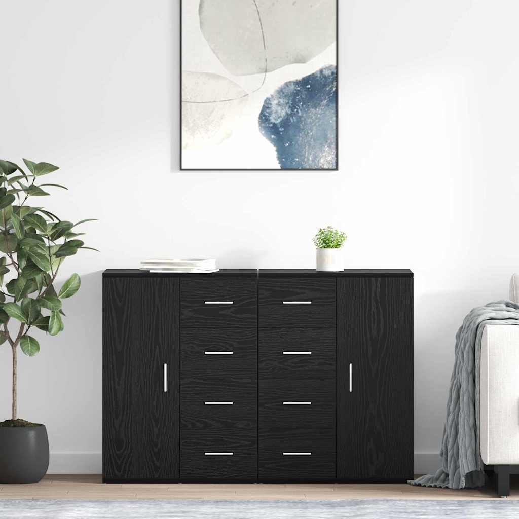 Sideboards Corona 2 pcs Schwarz Eichen-Optik 59 x 39 x 80 cm