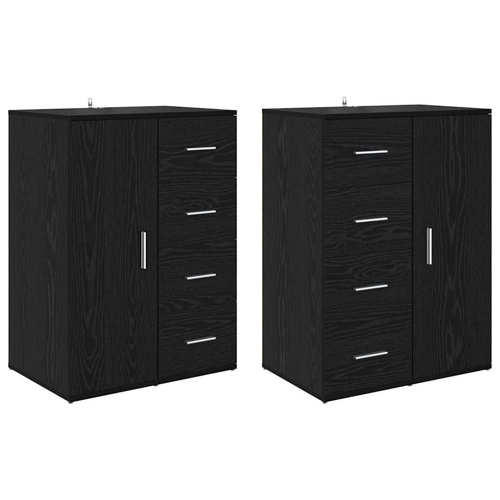 Sideboards Corona 2 pcs Schwarz Eichen-Optik 59 x 39 x 80 cm