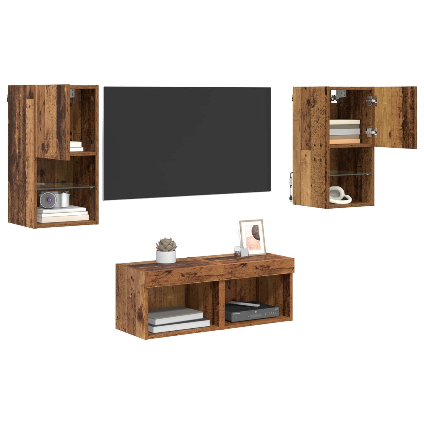 TV-Wandregale 4 pcs Altholz 30,5 x 30 x 60 cm Holzwerkstoff