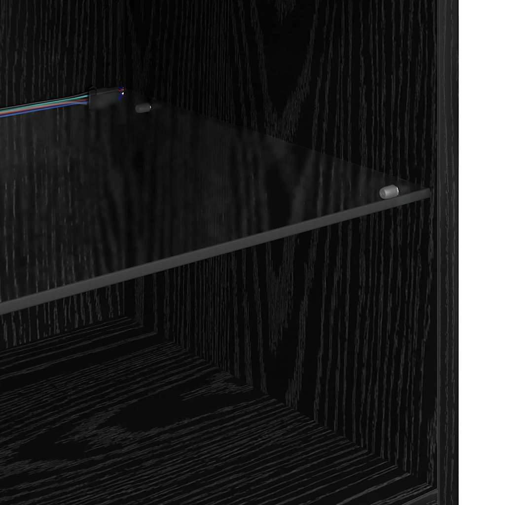 TV-Wandgeräte 8 pcs Schwarz Eichen-Optik Holzwerkstoff