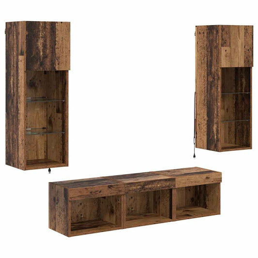 TV-Wandgeräte 5 pcs Schwarz Eichen-Optik 60 x 30 x 30 cm