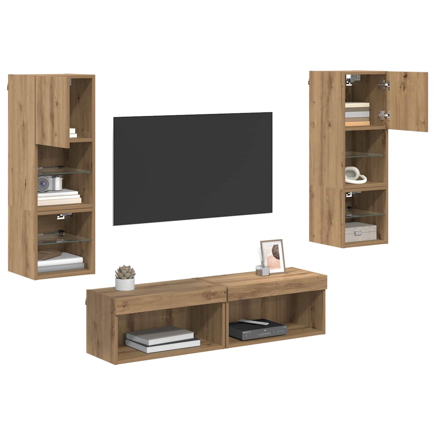 TV-Wandmöbel Wandmontiert 6 pcs Artisan-Eiche Holzwerkstoff