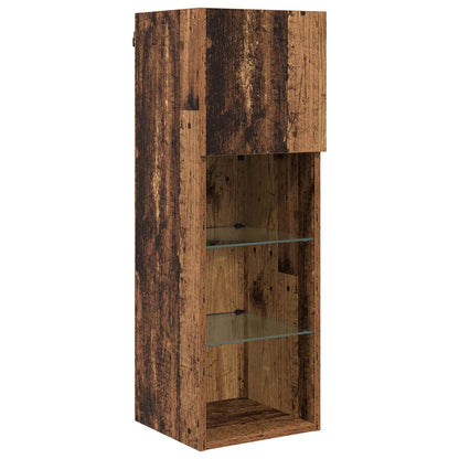 TV-Wandmöbel mit LED-Lichtleisten 6 pcs Altholz Holzwerkstoff