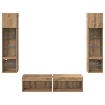 TV-Wandmöbel Wandmontiert 6 pcs Artisan-Eiche Holzwerkstoff