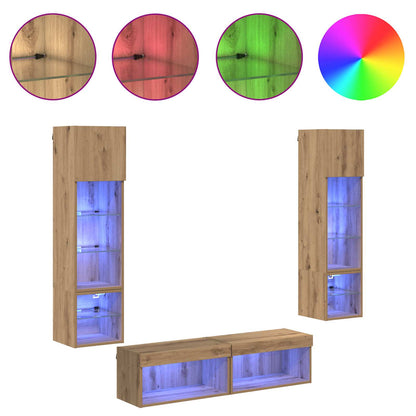 TV-Wandmöbel Wandmontiert 6 pcs Artisan-Eiche Holzwerkstoff