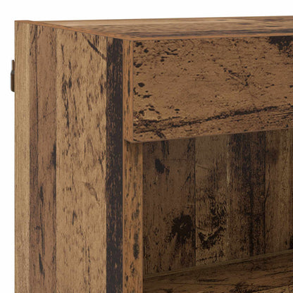 TV-Schränk mit LED-Lichtleisten Wandmontiert 8 pcs Altholz Glas