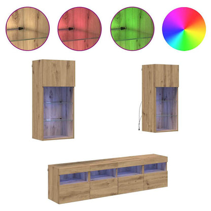 TV Wand Einheiten mit LED 5 pcs Artisan-Eiche 40,5 x 30 x 90 cm