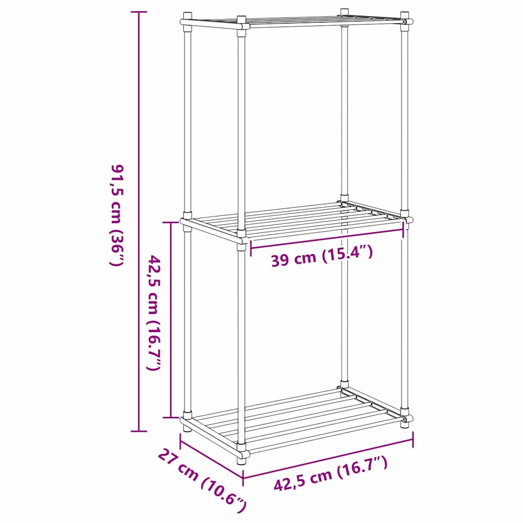 Stauraumregal mit Regal weiß 43 x 27 x 90 cm Aluminium