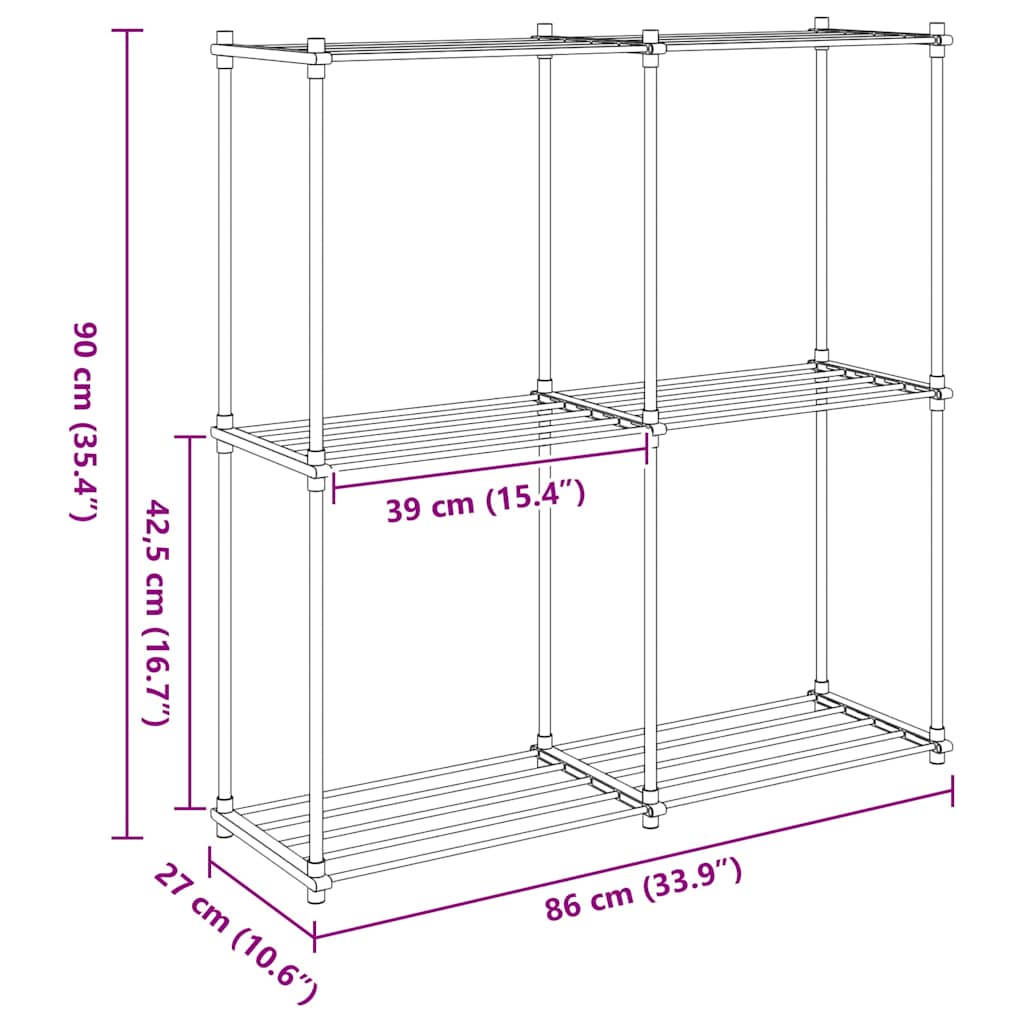 Stauraumregal mit Regal weiß 43 x 27 x 90 cm Aluminium