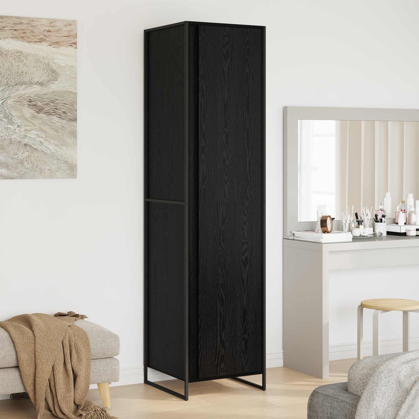Warderobe mit Tür 2 pcs Schwarz Eichen-Optik 50 x 50 x 200 cm