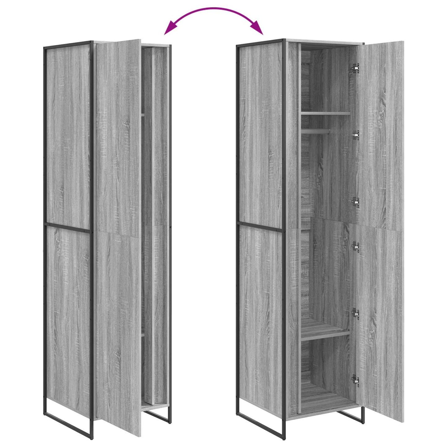 Warderobe 2 pcs Graues Sonoma 50 x 50 x 200 cm Holzwerkstoff