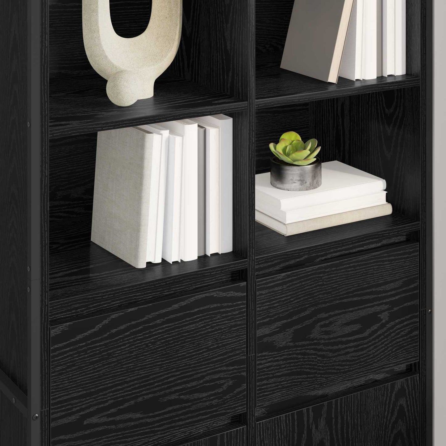 Sideboard 2 pcs Schwarz Eichen-Optik 81 x 36 x 150.5 cm