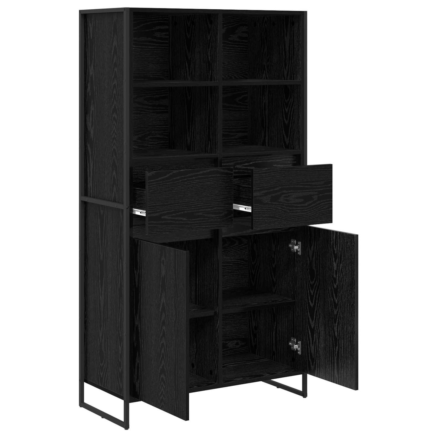 Sideboard 2 pcs Schwarz Eichen-Optik 81 x 36 x 150.5 cm