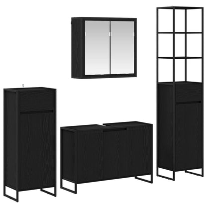 Badezimmermöbel-Set mit Tür Schwarz Eichen-Optik Holzwerkstoff