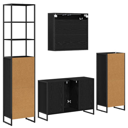 Badezimmermöbel-Set mit Tür Schwarz Eichen-Optik Holzwerkstoff