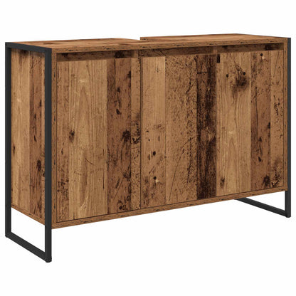 Badezimmermöbel-Set mit Schubladen Altholz Holzwerkstoff