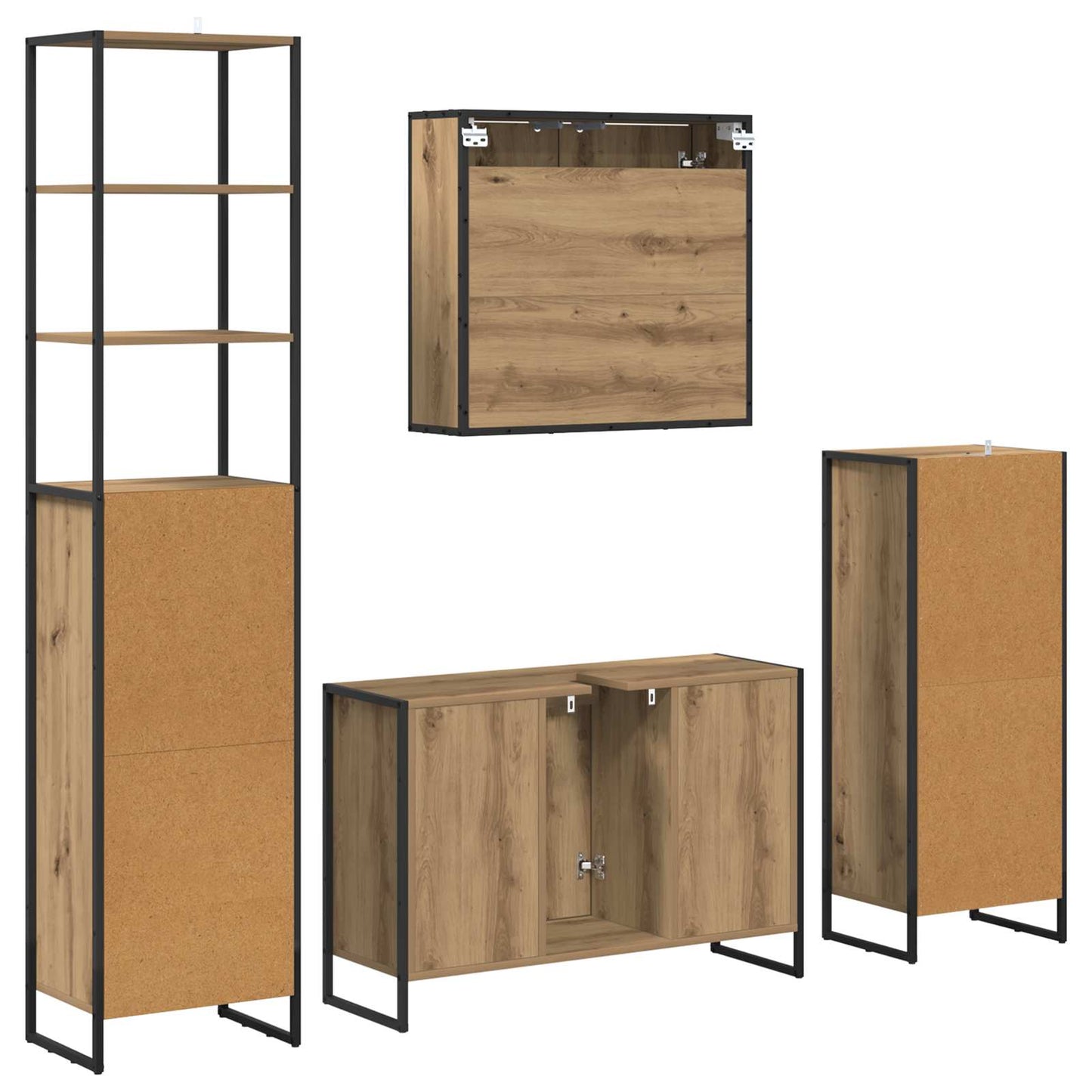 Badezimmermöbel-Set mit Schubladen Artisan-Eiche Holzwerkstoff