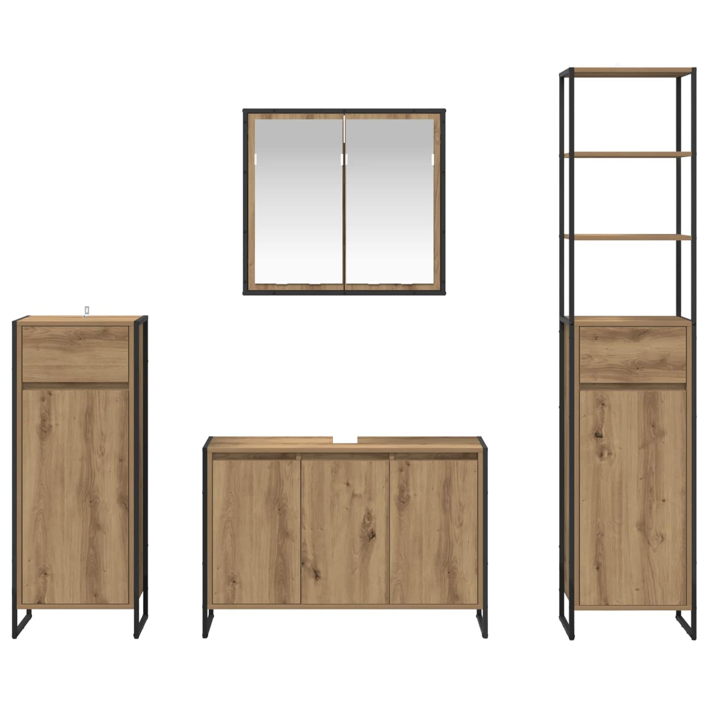 Badezimmermöbel-Set mit Schubladen Artisan-Eiche Holzwerkstoff