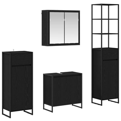 Badezimmermöbel-Set mit Tür Schwarz Eichen-Optik Holzwerkstoff