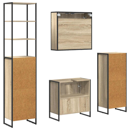 Badezimmermöbel-Set mit Schubladen Sonoma-Eiche Holzwerkstoff