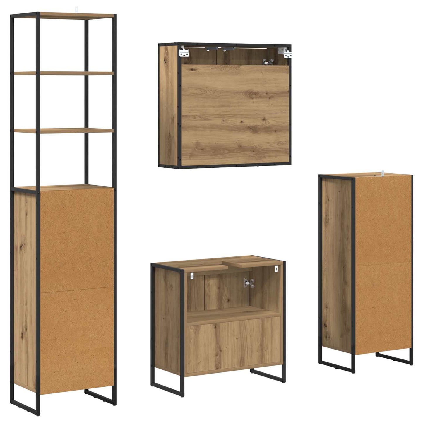 Badezimmermöbel-Set mit Schubladen Artisan-Eiche Holzwerkstoff