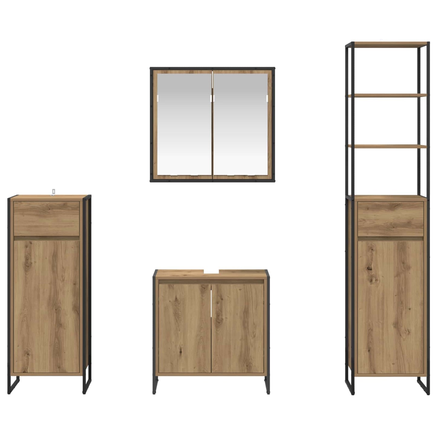 Badezimmermöbel-Set mit Schubladen Artisan-Eiche Holzwerkstoff