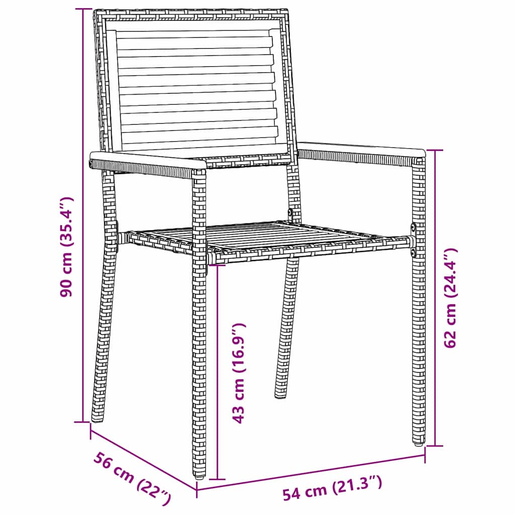 Garten Stapelstühle 4 pcs Braun, Grau