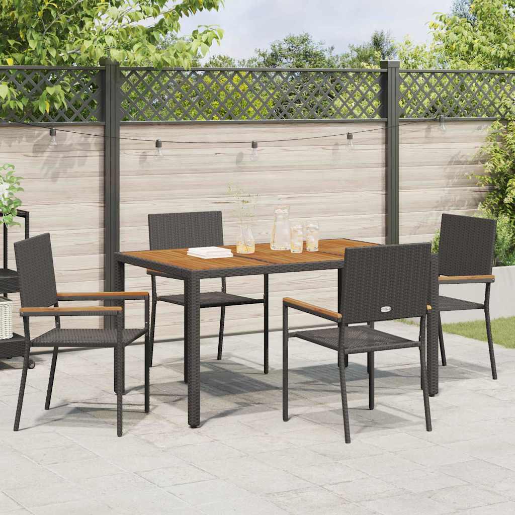 Garten Stapelstühle 4 pcs Schwarz, Braun