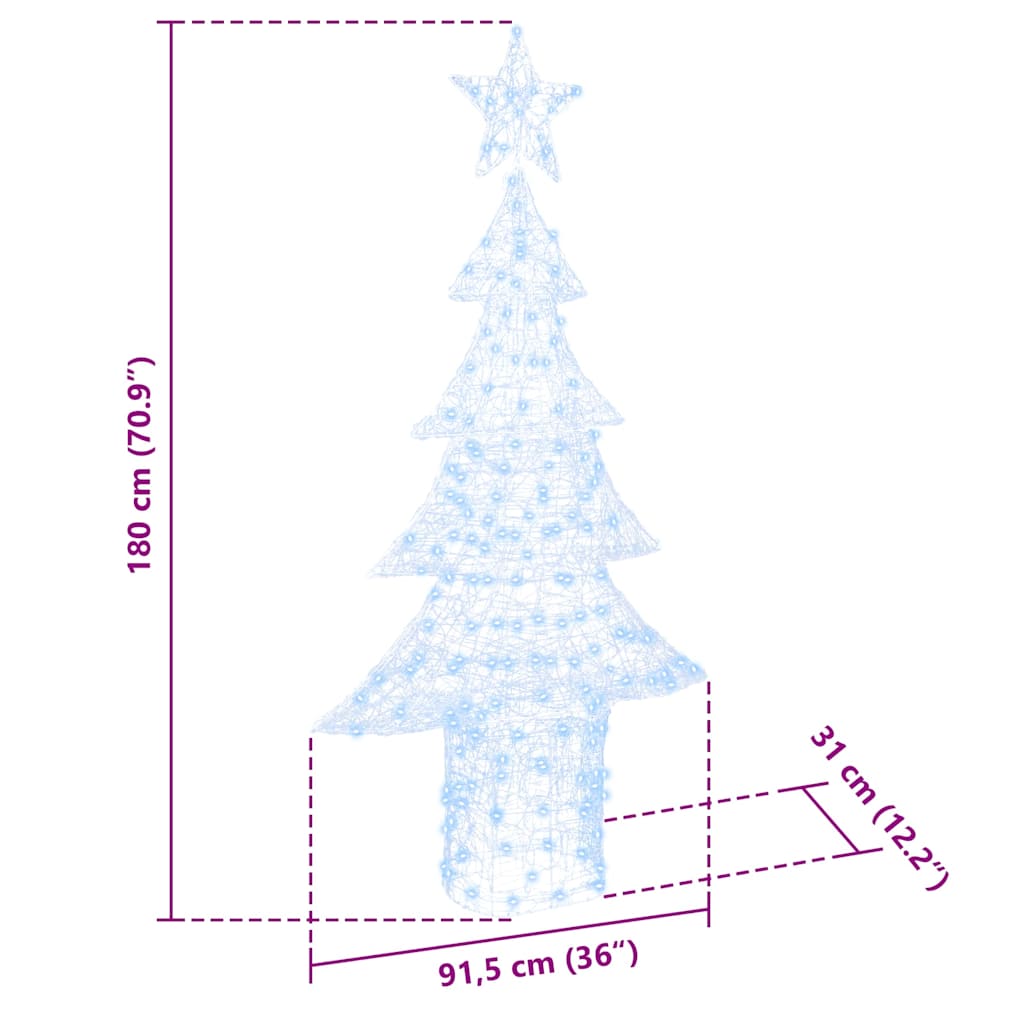 Weihnachtsbaum mit 240 LEDs Kaltweiß 180 cm Acryl