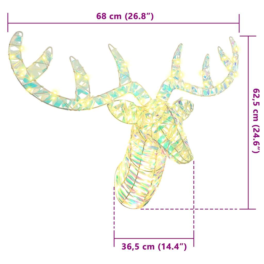 Rentier Zieh Schlitten Warmweiß 60 cm PET