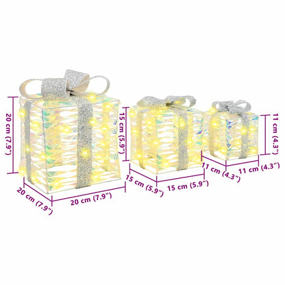 Geschenkbox mit 60 LEDs 3 pcs Warmweiß 20 x 20 x 20 cm PET