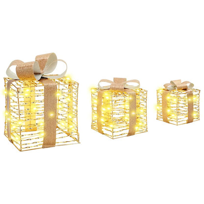 Geschenkbox mit 60 LEDs 3 pcs Warmweiß 20 x 20 x 20 cm PET