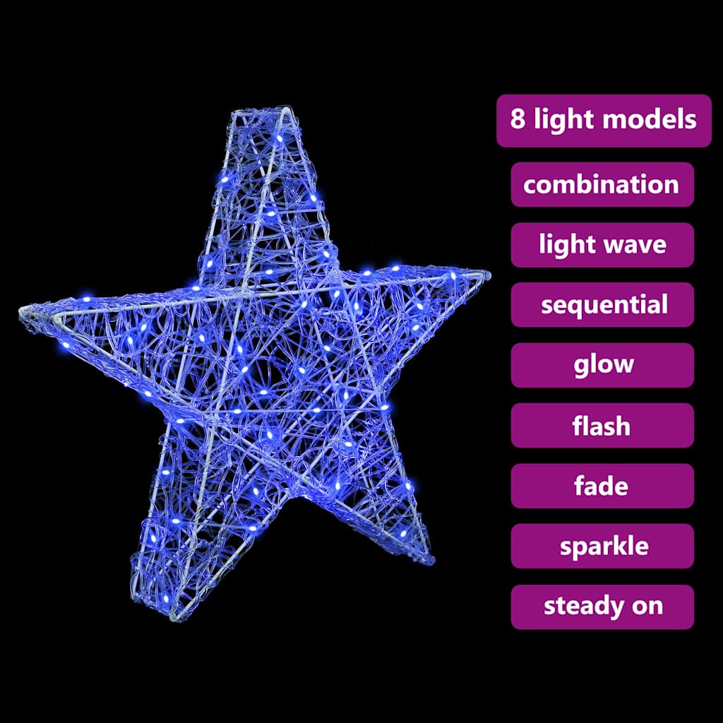 3D Stern mit 50 LEDs Blau 55 x 53.5 x 10 cm Acryl