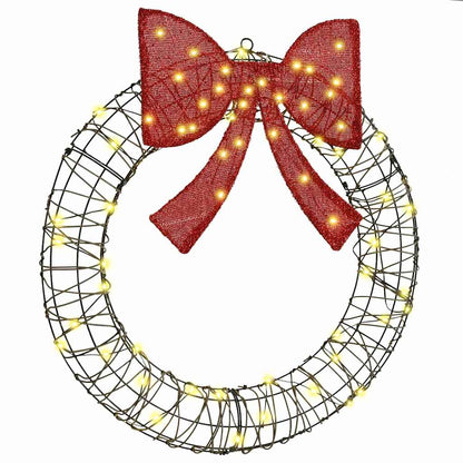 Kranz mit 60 LEDs Warmweiß 75 cm Rattan