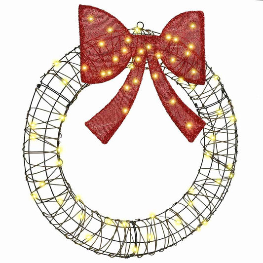 Kranz mit 60 LEDs Warmweiß 75 cm Rattan