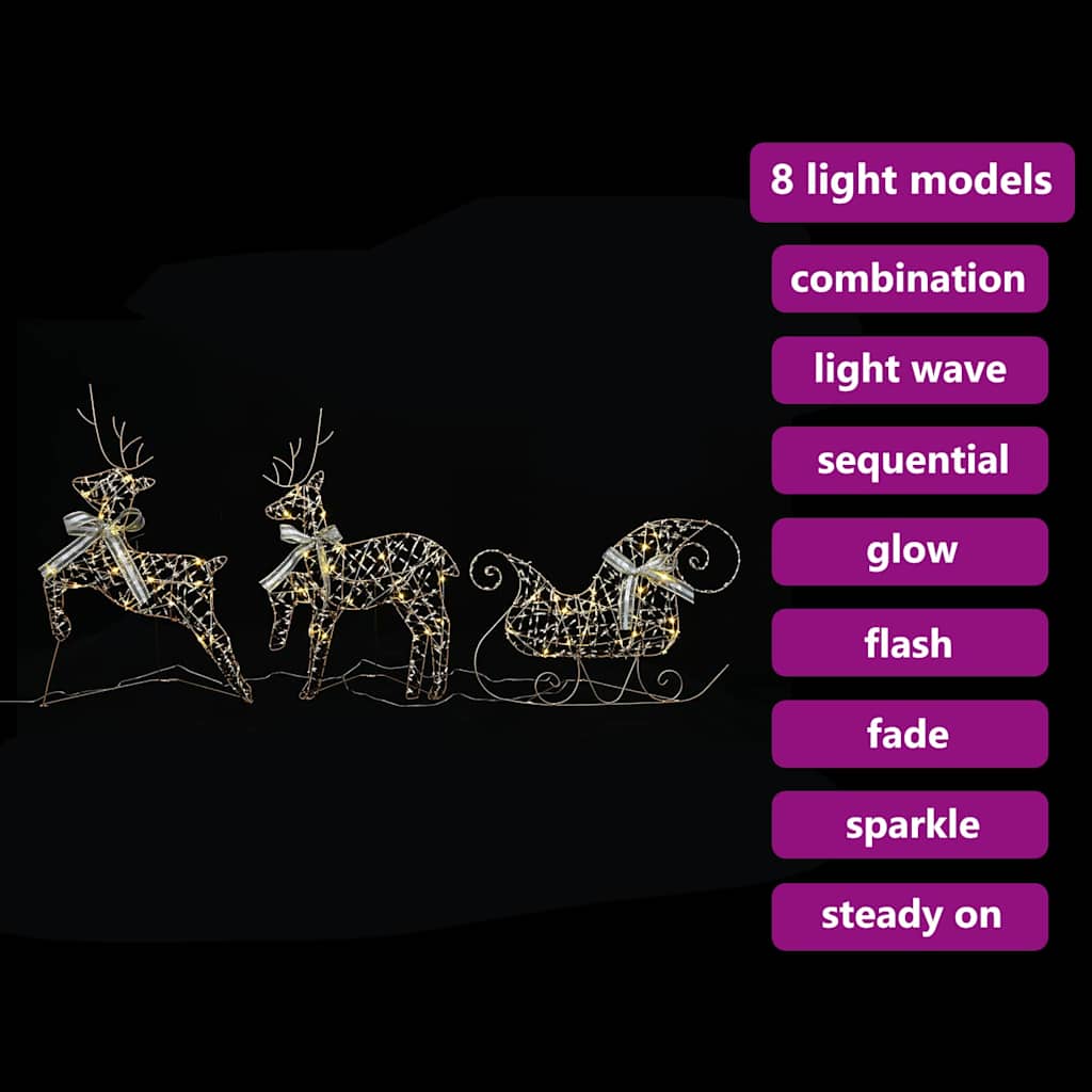 LED Rentiere mit 60 LEDs 3 pcs Warmes Weiß PET
