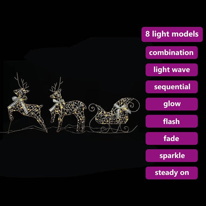LED Rentiere mit 60 LEDs 3 pcs Warmes Weiß PET